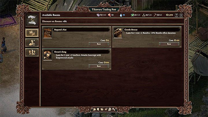 Look for rooms when you visit a village, a city or a camp - Pillars Of Eternity 2: How and where can I rest? - Pillars Of Eternity 2: FAQ - Pillars Of Eternity 2 Deadfire Game Guide