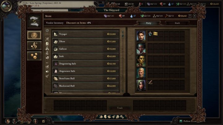 At the port you can also purchase ship upgrades like new hull, sails or cannons. - Pillars Of Eternity 2: All ships - list - Pillars Of Eternity 2: Lists and summaries - Pillars Of Eternity 2 Deadfire Game Guide