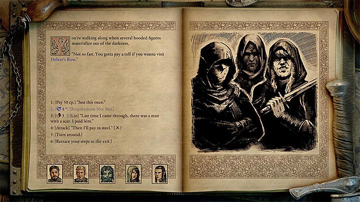 Before you reach Delvers Row, the team might be halted by a group of bandits (the screen above) - Pillars Of Eternity 2: Side quests in Neketaka - Walkthrough - Pillars Of Eternity 2: Quests Neketaka Island - Pillars Of Eternity 2 Deadfire Game Guide