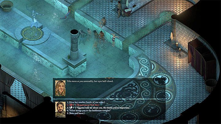 Characters that you can interrogate are on the bathhouses ground floor - Pillars Of Eternity 2: Side quests in Neketaka - Walkthrough - Pillars Of Eternity 2: Quests Neketaka Island - Pillars Of Eternity 2 Deadfire Game Guide