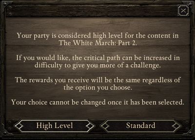 You can increase the difficulty level of future battles without having to change anything in the options menu. - Starting the adventure | Pillars of Eternity The White March - New Content in Pillars of Eternity: The White March Part II - Pillars of Eternity Game Guide & Walkthrough