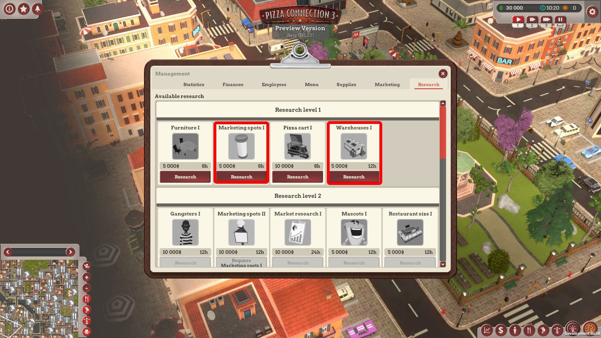 The first research allows you to rent your own warehouses and control a quality of your ingredients as well as their costs - Which research should be done first? - Questions & answers from Masterchef - Pizza Connection 3 Game Guide