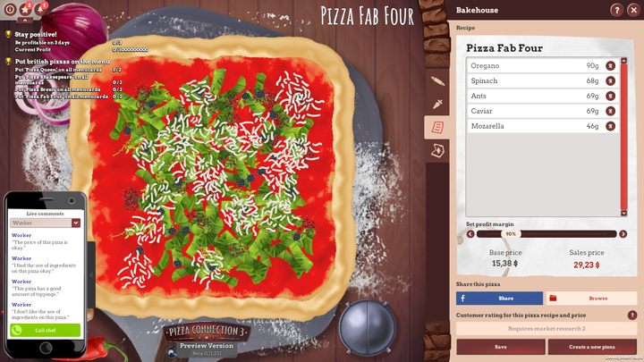 Another recipe is called Pizza Fab Four - Black pudding instead of pizza! | Main missions in Pizza Connection 3 - Main missions - Pizza Connection 3 Game Guide