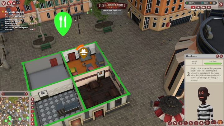 With six functioning restaurants, you can proceed with sabotaging three restaurants of your competition - The aunt from Australia | Main missions in Pizza Connection 3 - Main missions - Pizza Connection 3 Game Guide