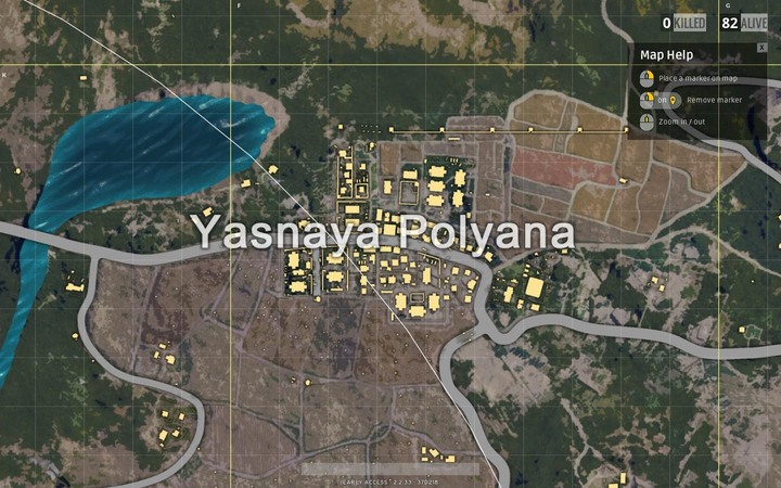 Yasnaya Polyana is right next to Rozhoka - this small town is characterized by large acreage, and due to many available vehicles, it is often considered a good starting location - Maps in PUBG - The Course of The Game - PUBG Guide