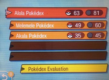 This tab provides you with information on the percentage of the overall number of pokemons that you currently have - The interface and Pokedex - The basics - Pokemon Moon Game Guide