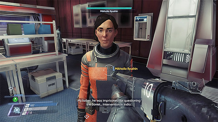 Mikhaila will start talking about her father - Dayo Igwe; Mikhaila Ilyushin | Side Quests - Side Quests - Prey Game Guide