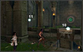 Jump onto the wall to get 8 and 9 - City of Light - Queen's Tower - Light Seeds - City of Light - Prince of Persia - Game Guide and Walkthrough