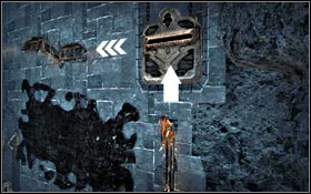 Pull the metal ring down and jump to the crack - City of Light - Tower of Ahriman - City of Light - Prince of Persia - Game Guide and Walkthrough