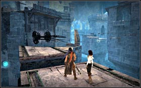 Stand opposite the door leading to the Warrior's Fortress and slide to a blue Power Plate - City of Light - City of Light - City of Light - Prince of Persia - Game Guide and Walkthrough