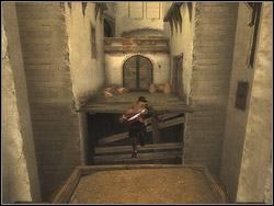 Near the burning gate turn to the left behind the bend of wall - The Lower City - Walkthrough - Prince of Persia: The Two Thrones - Game Guide and Walkthrough