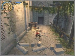 Farah who is watching your actions will help you downing with the arrow the bell hanging near by - The Temple Rooftops - Walkthrough - Prince of Persia: The Two Thrones - Game Guide and Walkthrough