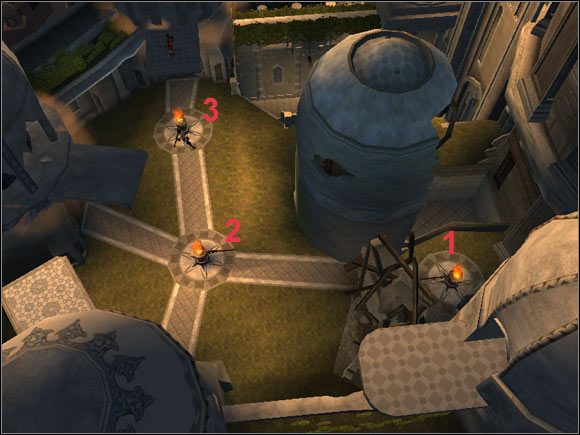 Arrangement of revolving mechanisms on the level 19. The Temple Rooftops - The Temple Rooftops - Walkthrough - Prince of Persia: The Two Thrones - Game Guide and Walkthrough