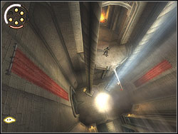 Turn to the left, come up the wall and run over it horizontally to the shelf in the opposite corner of the chamber - The Temple - Walkthrough - Prince of Persia: The Two Thrones - Game Guide and Walkthrough