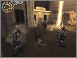 Peek at the courtyard with the magic pile - The Upper City - Walkthrough - Prince of Persia: The Two Thrones - Game Guide and Walkthrough