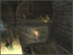Stand near the wall to have it on your right side then begin to watch moving blocks - The Underground Cave - Walkthrough - Prince of Persia: The Two Thrones - Game Guide and Walkthrough