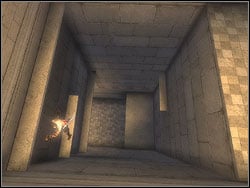 Move over the corridor right ahead, jump down to the shelf below and then to the floor down below - The Middle Tower - Walkthrough - Prince of Persia: The Two Thrones - Game Guide and Walkthrough