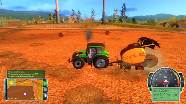 Once the bale-forming process is over, stop and unload it. - Straw baling - Field works - Professional Farmer 2014 - Game Guide and Walkthrough