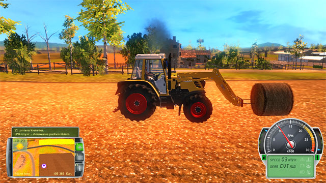 Carefully, drive up to the bale with the fork and jab the bale onto it. - Field works at a larger scale - Farm development - Professional Farmer 2014 - Game Guide and Walkthrough