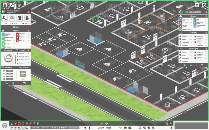 The management screen shows the requirements for a properly working internal medicine. - Internal Medicine ward in Project Hospital - Wards - Project Hospital Guide