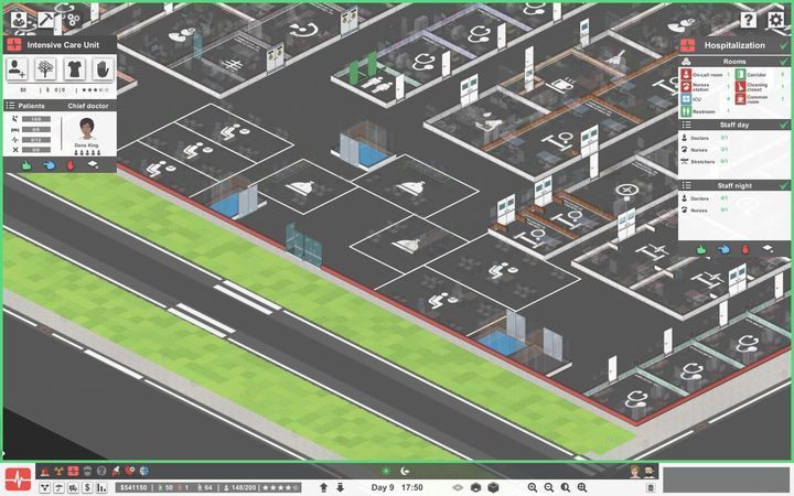The management screen shows the requirements for a properly working ICU. - Intensive Care ward in Project Hospital - Wards - Project Hospital Guide