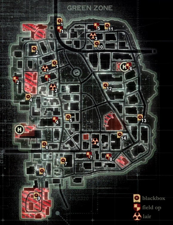 MAP OF THE RED ZONE - Maps of New York | Secrets - Secrets - Prototype 2 Game Guide