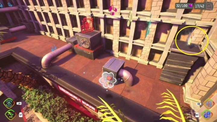 You'll find the yellow tag on the chimney, on the roof of the hospital - Psychonauts 2: Emotional Baggage, Hollis Classroom - where to find? - Hollis Classroom - Psychonauts 2 Guide