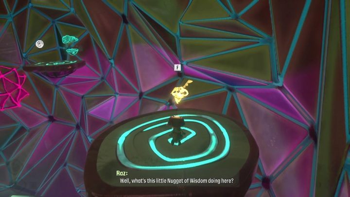To find this secret you need to jump across thoughts until you reach DISGUST, then jump down onto the platform below - Psychonauts 2: Nuggets of Wisdom, Hollis Classroom - where to find? - Hollis Classroom - Psychonauts 2 Guide