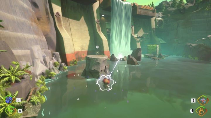 The PSI Challenge Marker is located on a high stone platform, near a waterfall - Psychonauts 2: PSI Challenge Marker, The Quarry - where to find? - The Quarry - Psychonauts 2 Guide
