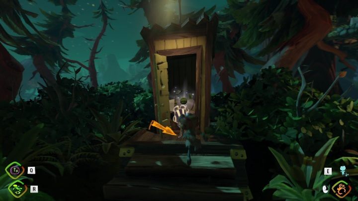 This PSI Challenge Marker is found inside a wooden outdoor toilet - Psychonauts 2: PSI Challenge Markers in Green Needle Gulch - where to find? - Green Needle Gulch - Psychonauts 2 Guide