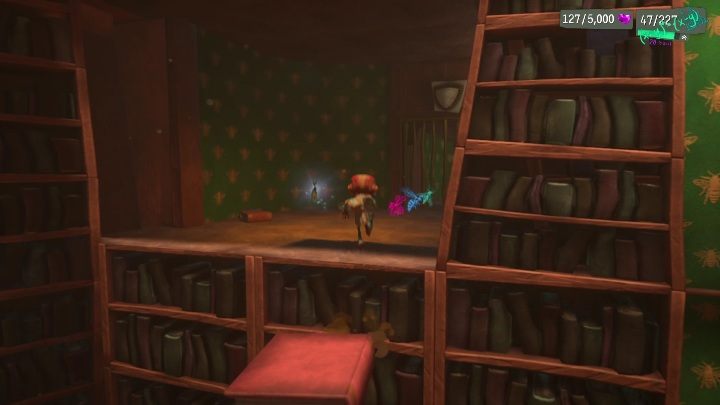 This baggage is on the shelf with a passage to the book, which you can use to get to the next stage - Psychonauts 2: Emotional Baggage Cassies collection - where to find? - Cassies Collection - Psychonauts 2 Guide