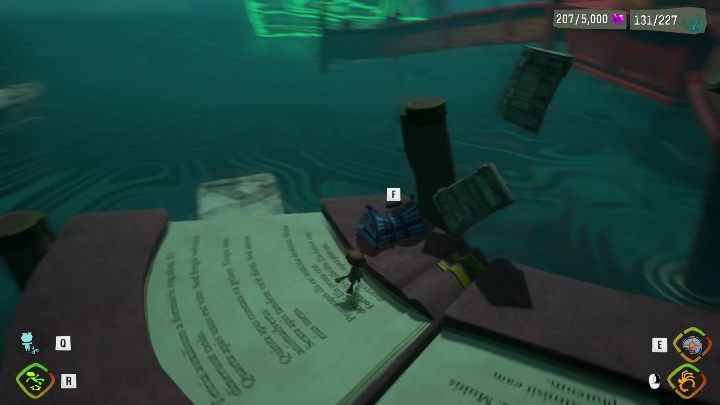 You'll find the baggage right next to the front door, on one of the book made bridge - Psychonauts 2: Emotional Baggage Cassies collection - where to find? - Cassies Collection - Psychonauts 2 Guide