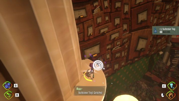 You can get to this tag by traveling through the thoughts up to a small platform near the wall - Psychonauts 2: Emotional Baggage Cassies collection - where to find? - Cassies Collection - Psychonauts 2 Guide