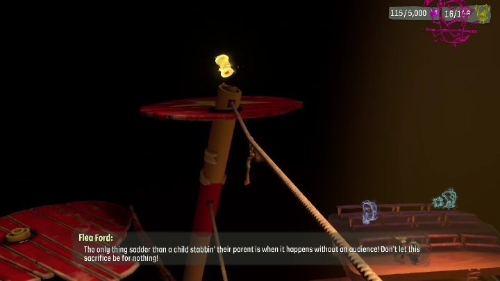 To reach this secret, you have to jump on a wooden platform - Psychonauts 2: Nuggets of Wisdom, Lucrecias Lament - where to find? - Lucrecias Lament - Psychonauts 2 Guide