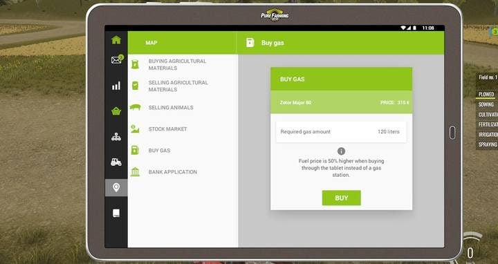 You can remotely buy gas if the fuel tank is empty. - Machine Maintenance, repairing, washing and refueling in Pure Farming 2018 - Basic tips - Pure Farming 2018 Game Guide