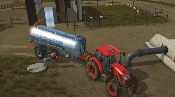 You will get the slurry from the tank in the ground. - Breeding of bovine animals and swine - Farm work and investments - Pure Farming 2018 Game Guide