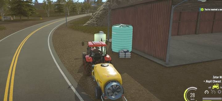 You can refill your sprayer next to bright containers located by your sheds. - Orchard investment in Pure Farming 2018 - Farm work and investments - Pure Farming 2018 Game Guide
