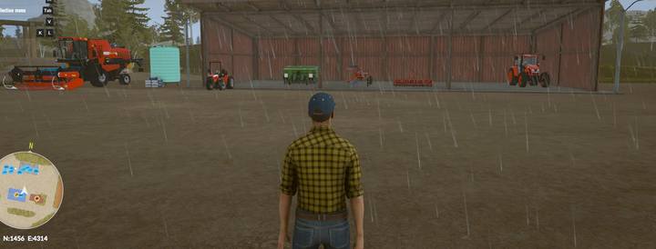 The garage in Montana with the default vehicles and machines. - Available regions in Pure Farming 2018 - Basic tips - Pure Farming 2018 Game Guide