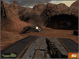 Convoy will stop - there're some landmines on the track - Canyon - Walkthrough - Quake 4 - Game Guide and Walkthrough