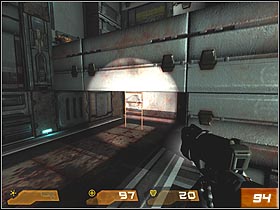 Taking the only available patch, youll reach the elevator - Strogg Medicial Facilities - Walkthrough - Quake 4 - Game Guide and Walkthrough