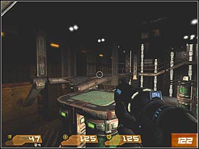 Short animation will inform you, that new enemy has shown up on the loading platform (#120 - Light Tank) - Recomposition Center - Walkthrough - Quake 4 - Game Guide and Walkthrough