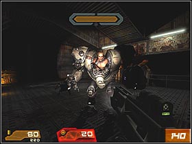 Recover health, armor and smoothly go through the laser field - Waste Processing Facility - Walkthrough - Quake 4 - Game Guide and Walkthrough