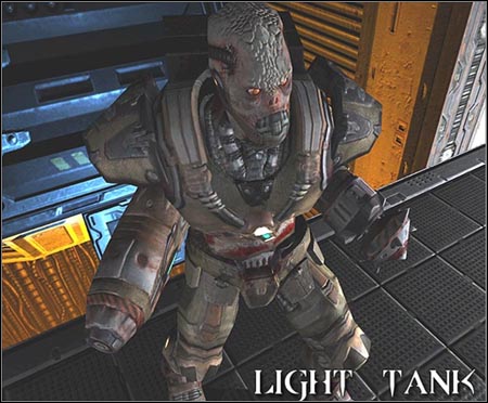 Very dangerous creatures, one of the toughest (750 health points) soldiers in Stroggos' army - Light Tank - Enemies - Quake 4 - Game Guide and Walkthrough