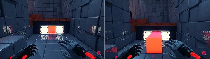 Choose one of the available squares of the panel and create an orange cube - QUBE 2 - Chapter 1 - Forgotten Roots - Walkthrough - Q.U.B.E. 2 Game Guide