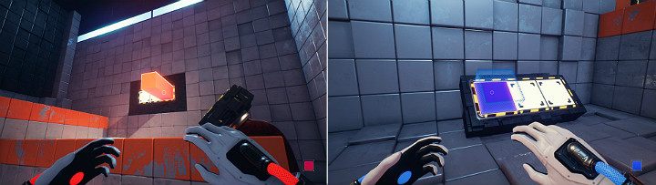 Extend the orange cube, as shown in the first screenshot, and activate the blue cube located on the left side of the console - QUBE 2 - Chapter 1 - Forgotten Roots - Walkthrough - Q.U.B.E. 2 Game Guide