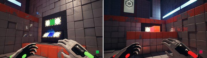 Once there, create a green cube in the middle wall panel and a blue cube just below it - QUBE 2 - Chapter 4 - Lost in Transmission - Walkthrough - Q.U.B.E. 2 Game Guide