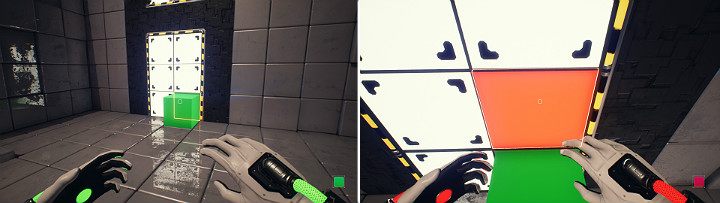 Create a green cube at the very bottom - QUBE 2 - Chapter 4 - Lost in Transmission - Walkthrough - Q.U.B.E. 2 Game Guide