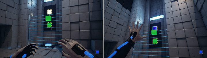 Create a blue cube on the ground and pull the green cube out of the wall - QUBE 2 - Chapter 4 - Lost in Transmission - Walkthrough - Q.U.B.E. 2 Game Guide