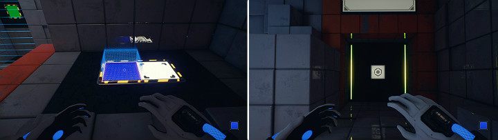Create a blue cube, jump to the higher level and go through the next door - QUBE 2 - Chapter 4 - Lost in Transmission - Walkthrough - Q.U.B.E. 2 Game Guide