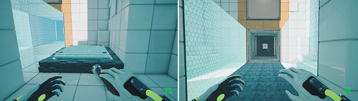 Stand on the next button, activating a mechanism that will create a makeshift bridge, allowing you to advance - QUBE 2 - Chapter 5 - Tangled (The Machine) - Walkthrough - Q.U.B.E. 2 Game Guide